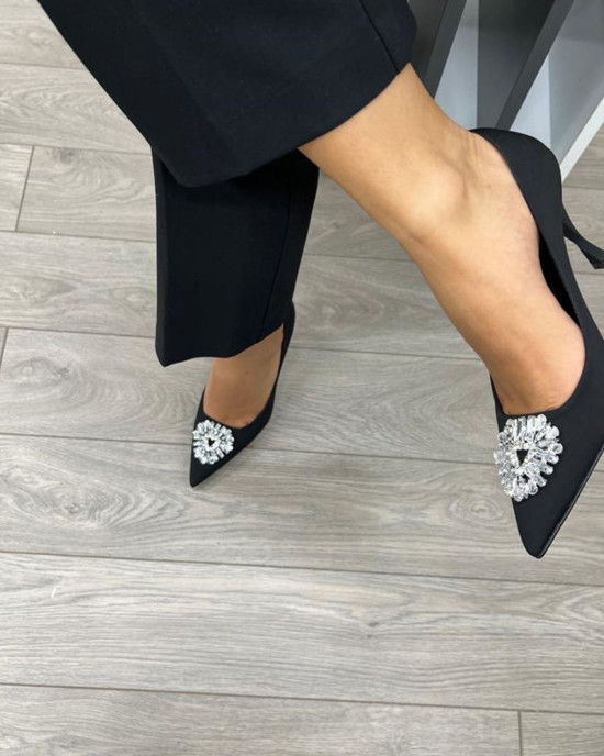 Stiletto Taşlı Siyah 